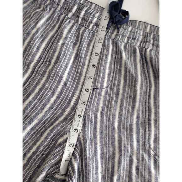 Lane Bryant Blue White Vertical Stripe Linen Crop Capri Pants Plus Sz 18 Beach - Picture 3 of 7